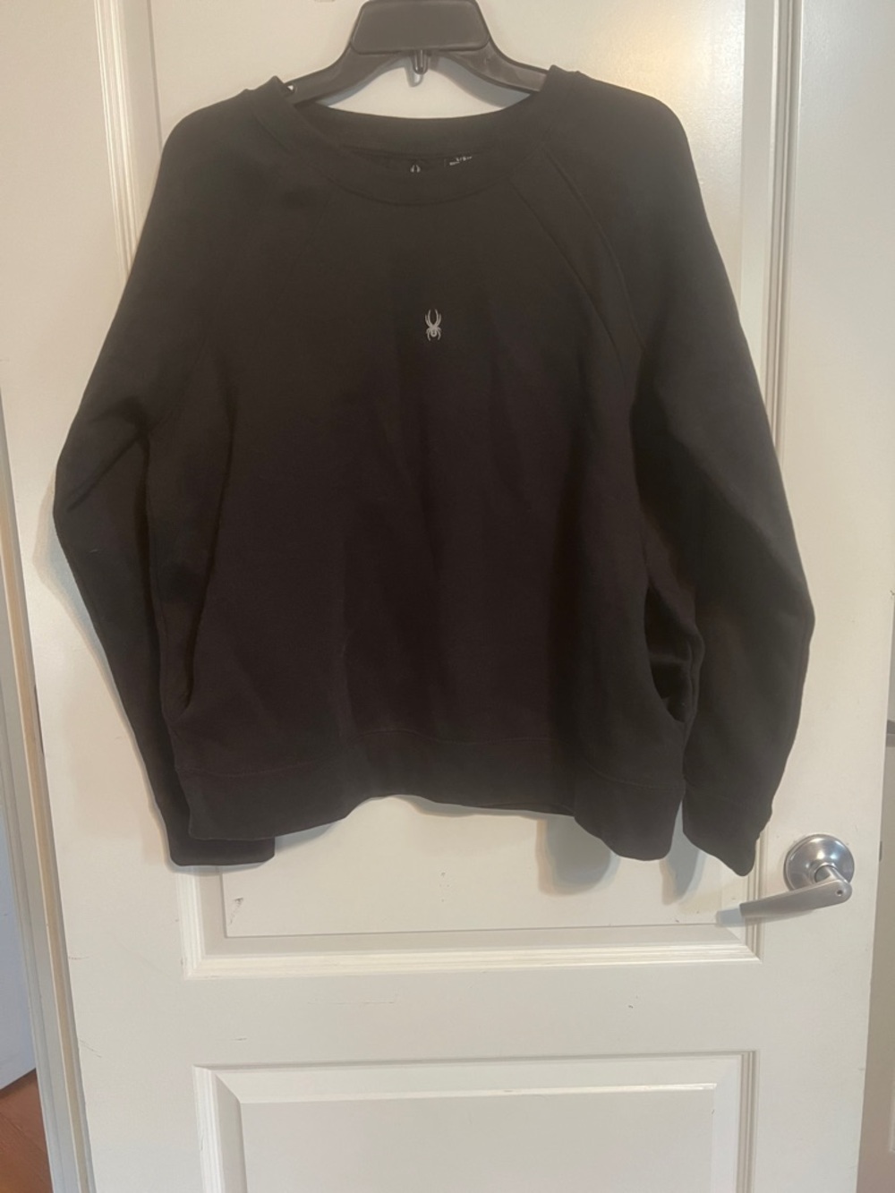 Spyder Black Crewneck Sweatshirt with Embroidered Spider Logo